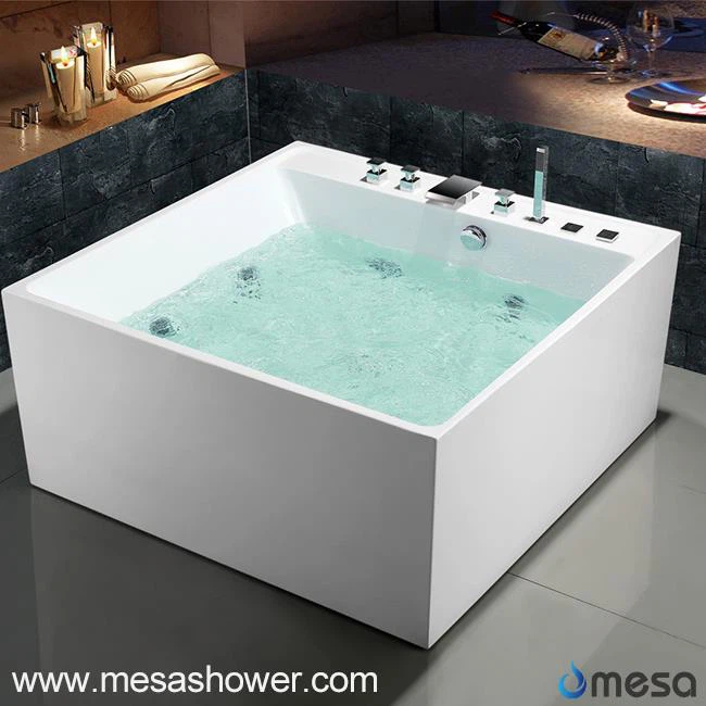 2017 Sản phẩm mới hình vuông acrylic hình vuông bồn tắm với xà bông mát xa có chức năng mát xa